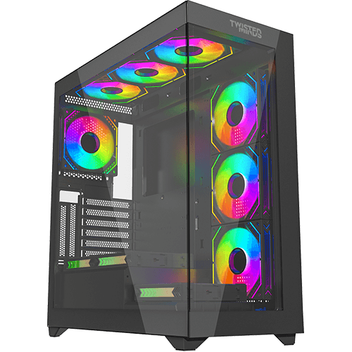 Twisted Minds Quantum Mid Tempered Glass Mid Tower Gaming Case - Black
