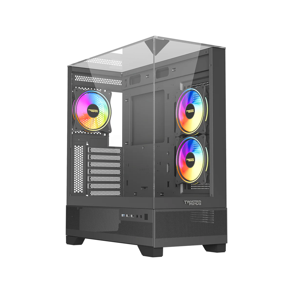 Twisted Minds Dark Pulse Tempered Glass Mid Tower Gaming Case - Black