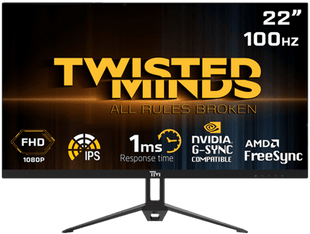 Twisted Minds ECO Series Flat 22'',FHD ,100 HZ ,IPS ,1ms Gaming Monitor