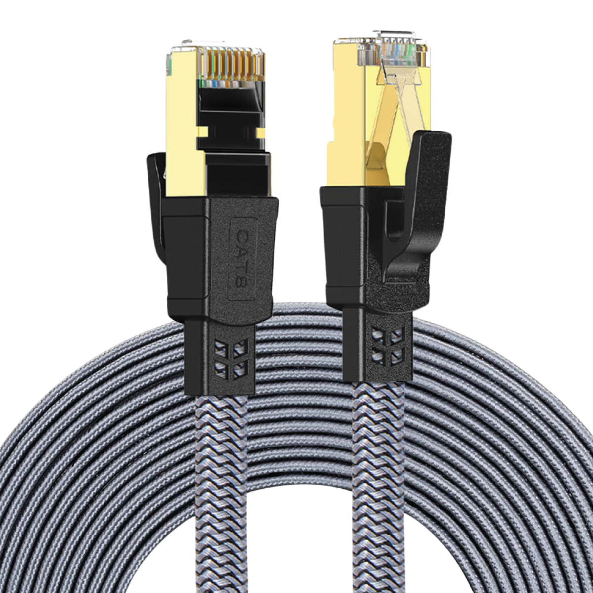 Twisted Minds Flat Braided Network Cable ,Transmission Rate 40GBPS / 2000MHZ ,20M - TM-CAT8-20M