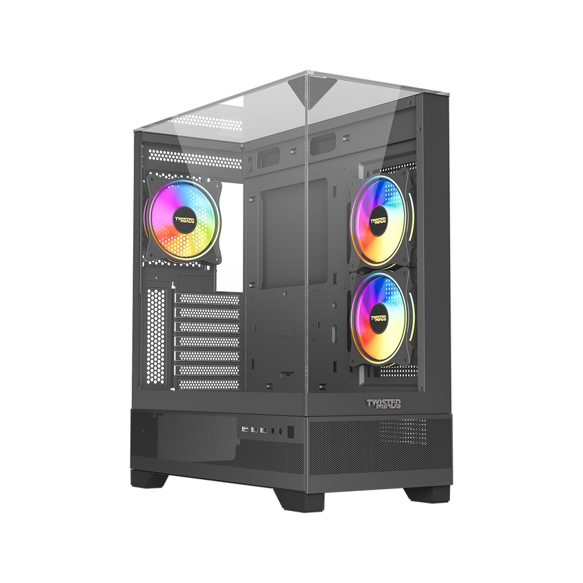 علبة ألعاب Twisted Minds DarkPulse متوسطة الحجم من الزجاج المقوى باللون الأسود - TM-XL290-B