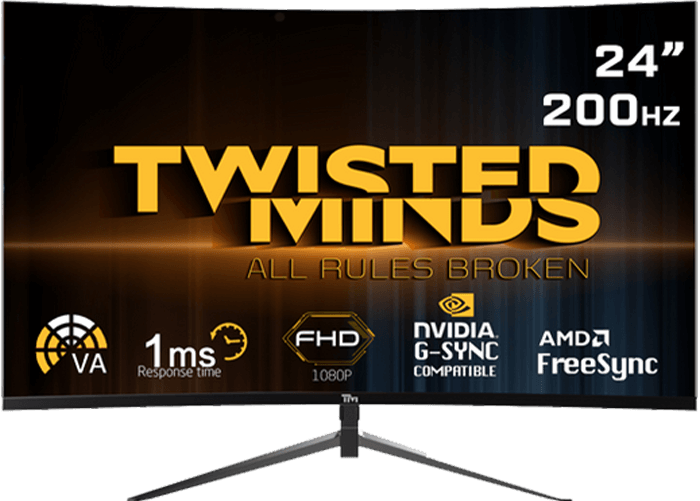 Twisted Minds 24'' FHD 200HZ, curved, VA, 1MS, HDMI 2.0 Gaming Monitor - TM24RFA-200HZ