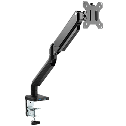 ذراع شاشة Twisted Minds أحادي الشاشة، مصنوع من الألومنيوم، رفيع، بنابض ميكانيكي، مزود بمنفذ USB، طراز TM-26-C06U