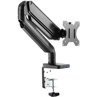 ذراع شاشة Twisted Minds أحادي الشاشة، مصنوع من الألومنيوم، رفيع، بنابض ميكانيكي، مزود بمنفذ USB، طراز TM-26-C06U