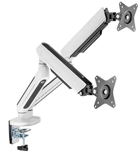 ذراع شاشة مزدوج فاخر من تويستد مايندز مع إضاءة RGB - أبيض TM-54-C012-W