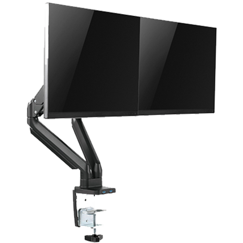 ذراع شاشة مزدوج من الألومنيوم النحيف ذو زنبرك ميكانيكي ومنفذ USB من تويستد مايندز TM-26-C012U