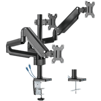 ذراع شاشة ثلاثي من الألومنيوم النحيف ذو زنبرك ميكانيكي ومنفذ USB من تويستد مايندز TM-26-C018UP