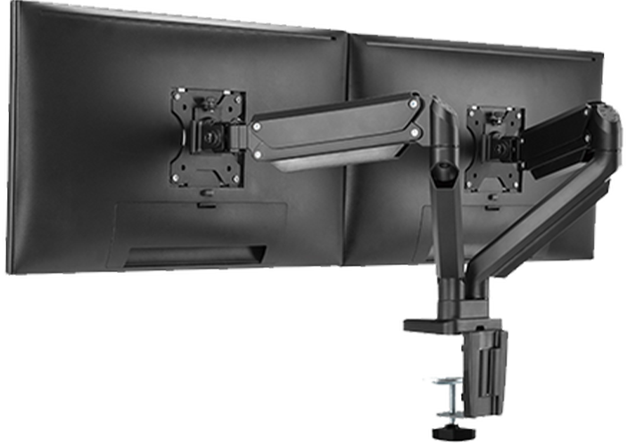 ذراع شاشة مزدوج من الألومنيوم النحيف ذو زنبرك ميكانيكي ومنفذ USB من تويستد مايندز TM-26-C012U