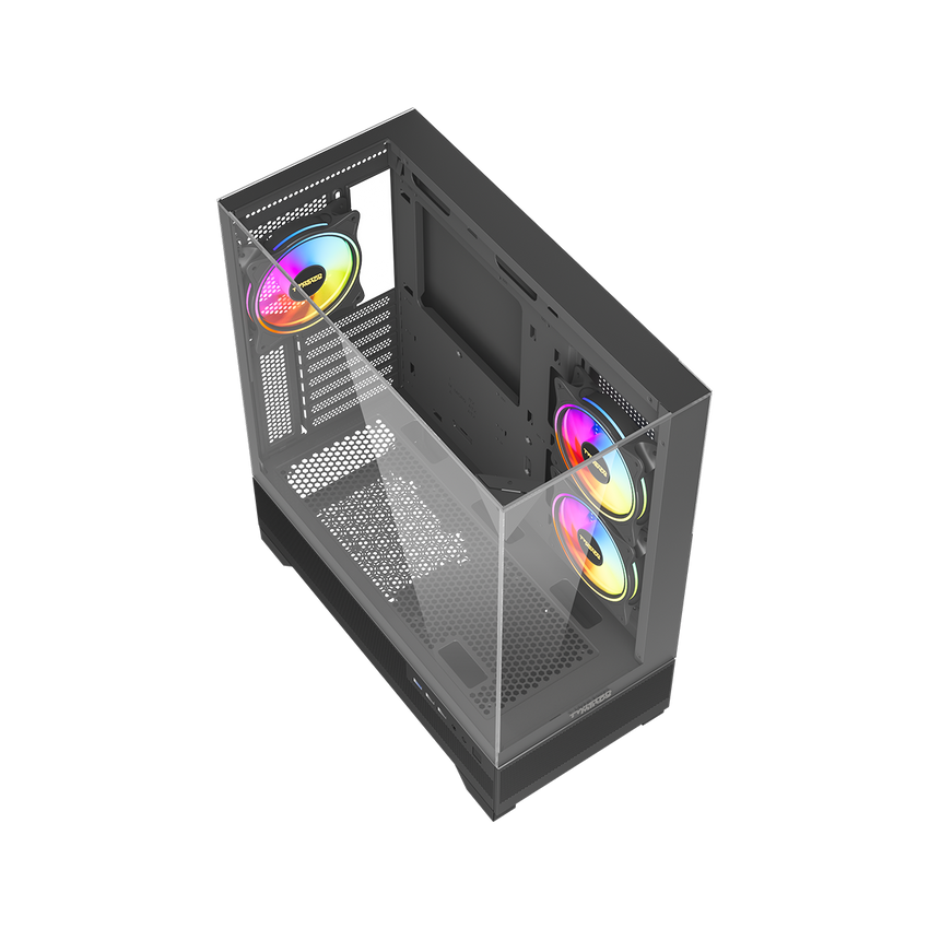 علبة ألعاب Twisted Minds DarkPulse متوسطة الحجم من الزجاج المقوى باللون الأسود - TM-XL290-B