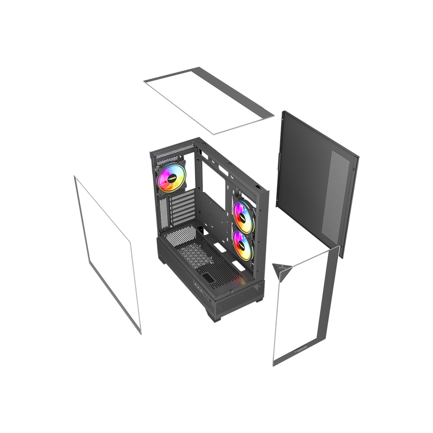 علبة ألعاب Twisted Minds DarkPulse متوسطة الحجم من الزجاج المقوى باللون الأسود - TM-XL290-B