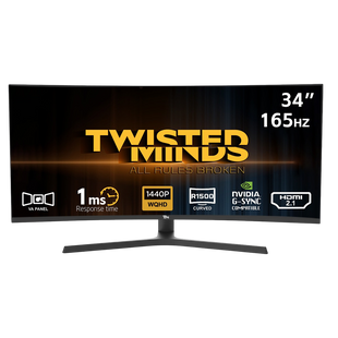 Twisted Minds Ultra-Wide R1500 Curved WQHD, VA panel, 165HZ, HDMI 2.1 , Adjustable Stand Gaming Monitor - TM34CWQHD165VA