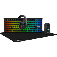 Twisted Minds TM-HORIZON-X 4-in-1 Gaming Combo - Wired Keyboard, Adjustable DPI Mouse, Steady-Light Headset, and Mouse Pad - Black