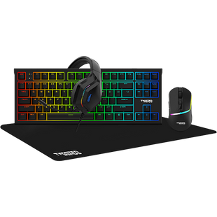 Twisted Minds TM-HORIZON-X 4-in-1 Gaming Combo - Wired Keyboard, Adjustable DPI Mouse, Steady-Light Headset, and Mouse Pad - Black