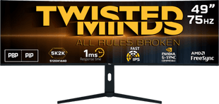 شاشة ألعاب Twisted Minds Eclipse Pro Series CURVE مقاس 49 بوصة بدقة 5K/2K - 75 هرتز، زمن استجابة 1 مللي ثانية - TM492K75IPS