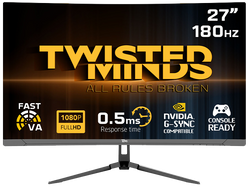 Twisted Minds 27'‘, curve, FHD 180Hz, VA, 1ms, HDMI2.0, HDR Gaming Monitor TM27FHD180VA