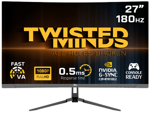 Twisted Minds 27'‘, curve, FHD 180Hz, VA, 1ms, HDMI2.0, HDR Gaming Monitor TM27FHD180VA