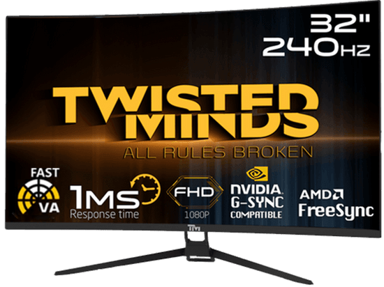 Twisted Minds FHD 32'', 240Hz, 1ms, HDMI 2.0 Gaming Monitor TM32RFA