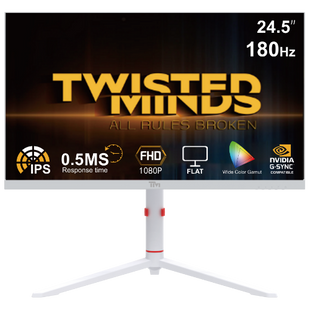 Twisted Minds Frost Series 24" FHD - 180HZ 0.5MS Fast IPS HDMI 2.1 Gaming Monitor White - TM24FHD180IPS