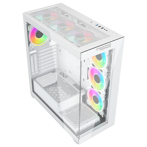 علبة ألعاب Twisted Minds Quantum Mid متوسطة الحجم من الزجاج المقوى - أبيض - TM-TM-290XL-9-W