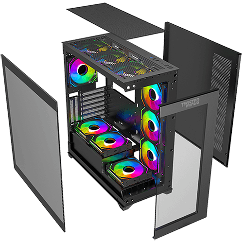 علبة ألعاب Twisted Minds Quantum Mid متوسطة الحجم من الزجاج المقوى - أسود - TM-290XL-9B