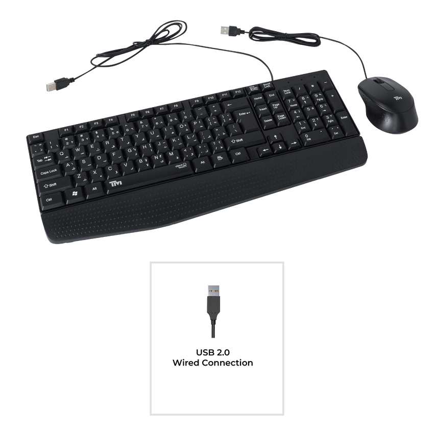 لوحة مفاتيح تويستد مايندز K12 كافارا سيريز 2 في 1 كومبو سلكية خفيفة الوزن - أسود - (تخطيط إنجليزي / عربي)