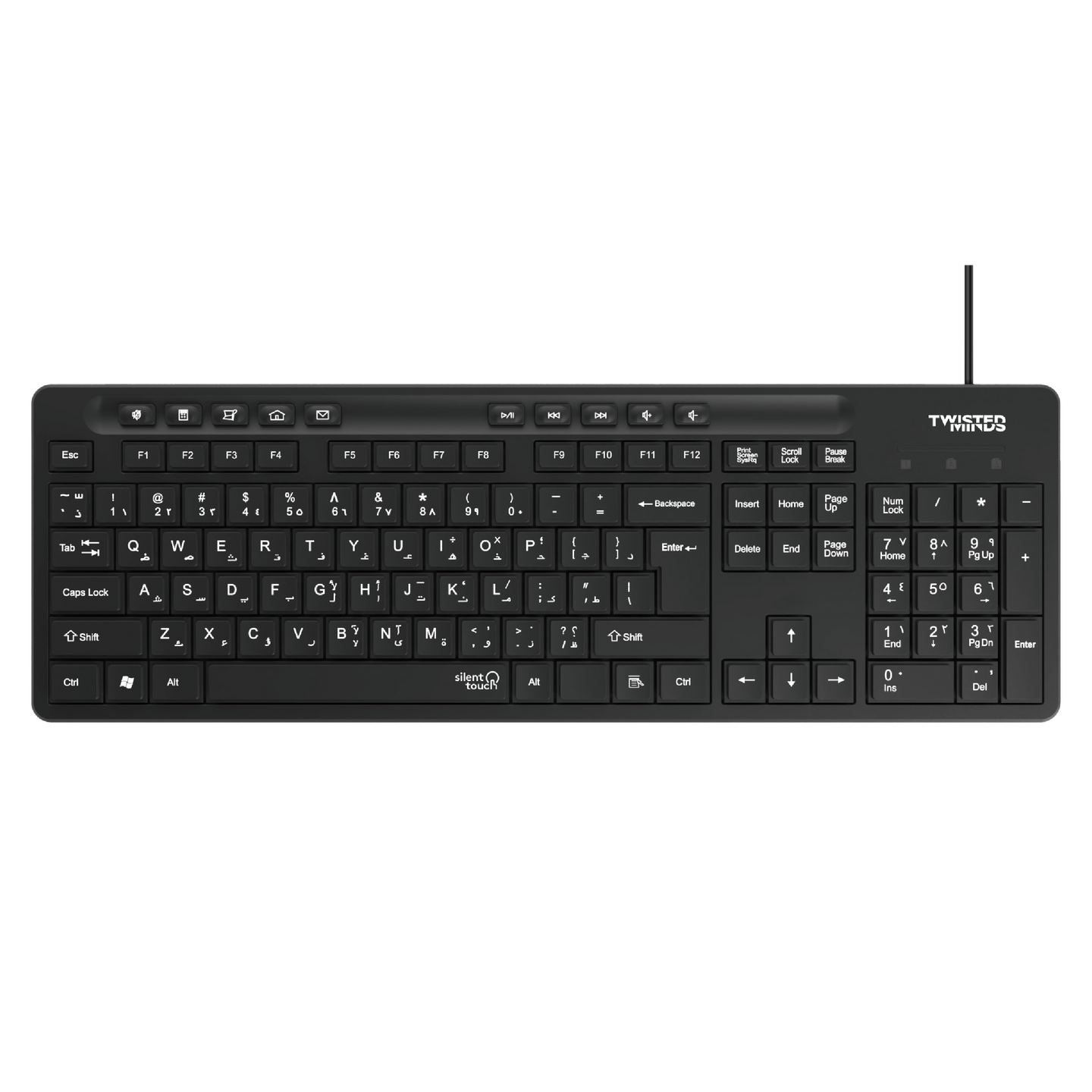 Twisted Minds K19 Kavara Series 2in1 Combo Wired Mode Lightweight - Black - (English / Arabic) Layout