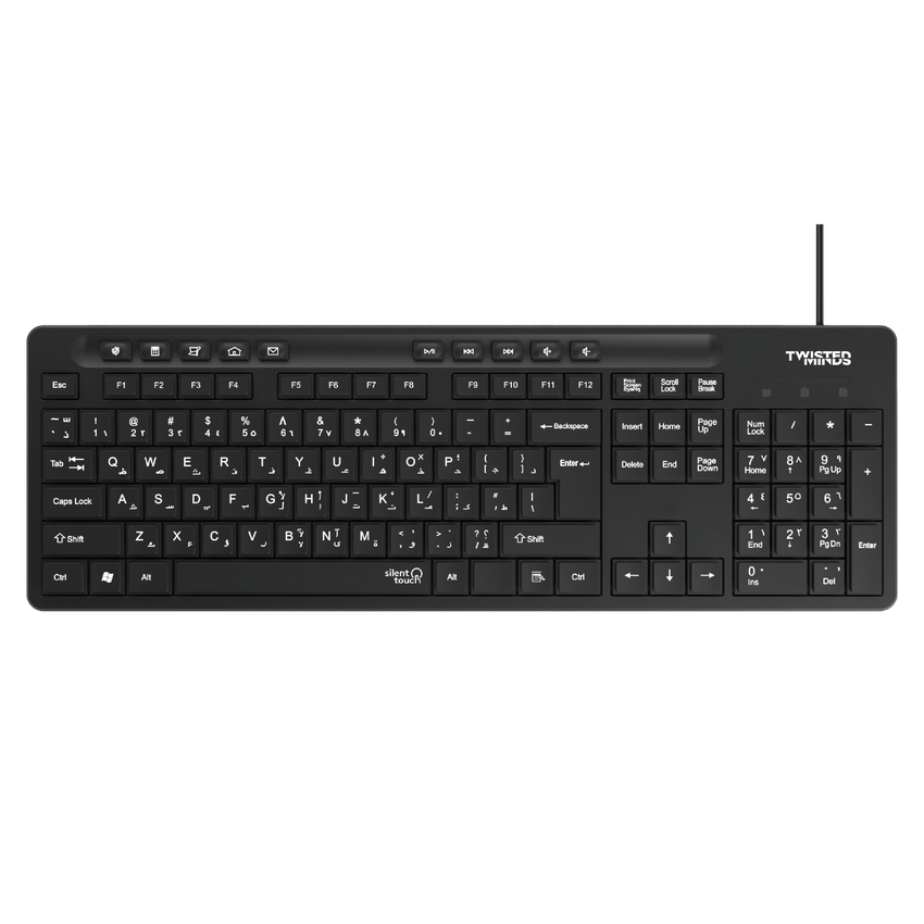 لوحة مفاتيح تويستد مايندز K19 كافارا سيريز 2 في 1 كومبو سلكية خفيفة الوزن - أسود - (تخطيط إنجليزي / عربي)