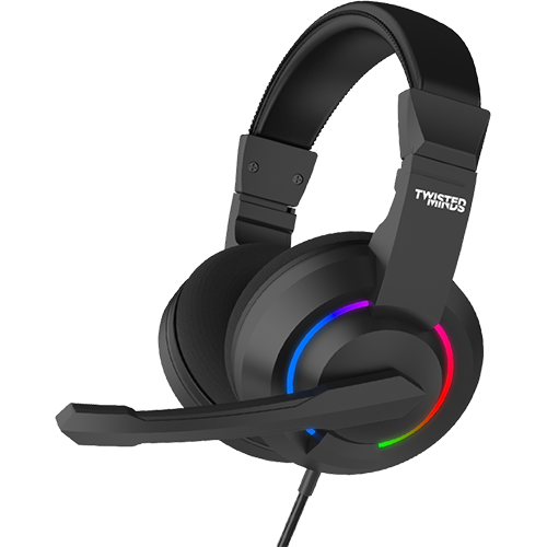 Twisted Minds 4-in-1 Gaming Bundle - Wired Keyboard, DPI Adjustable Mouse, Rainbow Static Headset & Mouse Pad - TM-FUSION-X