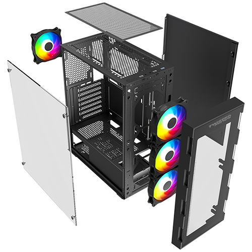 علبة ألعاب Twisted Minds Titan Glass Mid Tower - أسود TM-GM-III-B