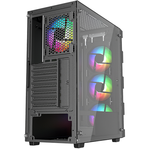 علبة ألعاب Twisted Minds Titan Glass Mid Tower - أسود TM-GM-III-B