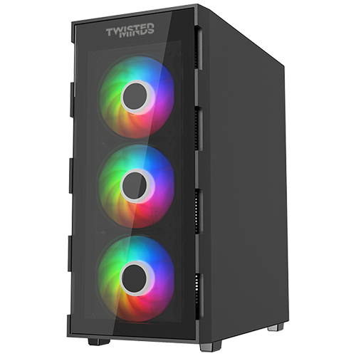 علبة ألعاب Twisted Minds Titan Glass Mid Tower - أسود TM-GM-III-B