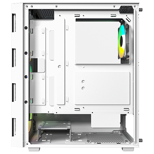 علبة ألعاب Twisted Minds Titan Glass Mid Tower - أبيض TM-GM-III-W