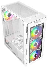 علبة ألعاب Twisted Minds Titan Glass Mid Tower - أبيض TM-GM-III-W