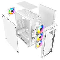 علبة ألعاب Twisted Minds Titan Glass Mid Tower - أبيض TM-GM-III-W