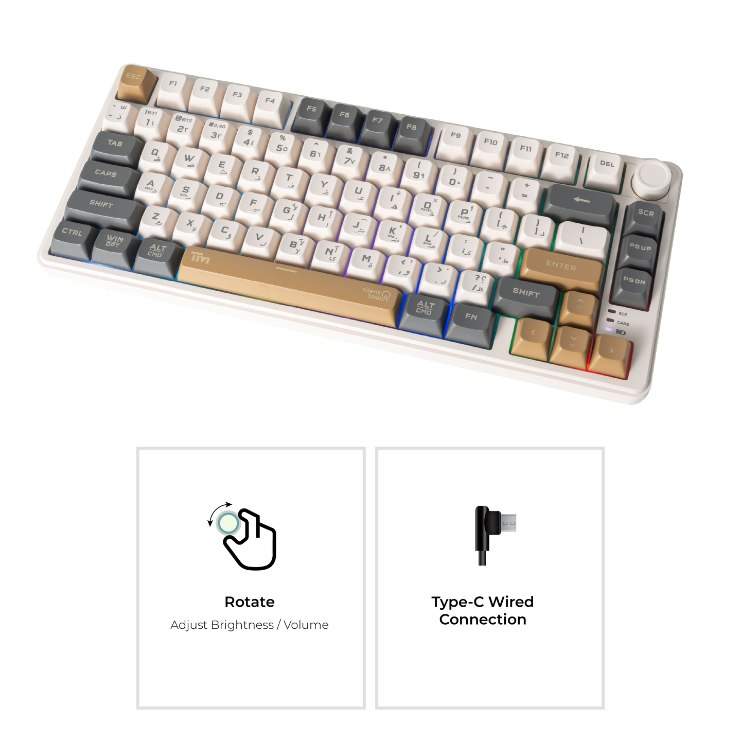 TwistedMinds TM-MK75-WLPRO Imperium Pro Series 75% Compact Size 80 Keys Wired Membrane Keyboard - (English / Arabic) Layout