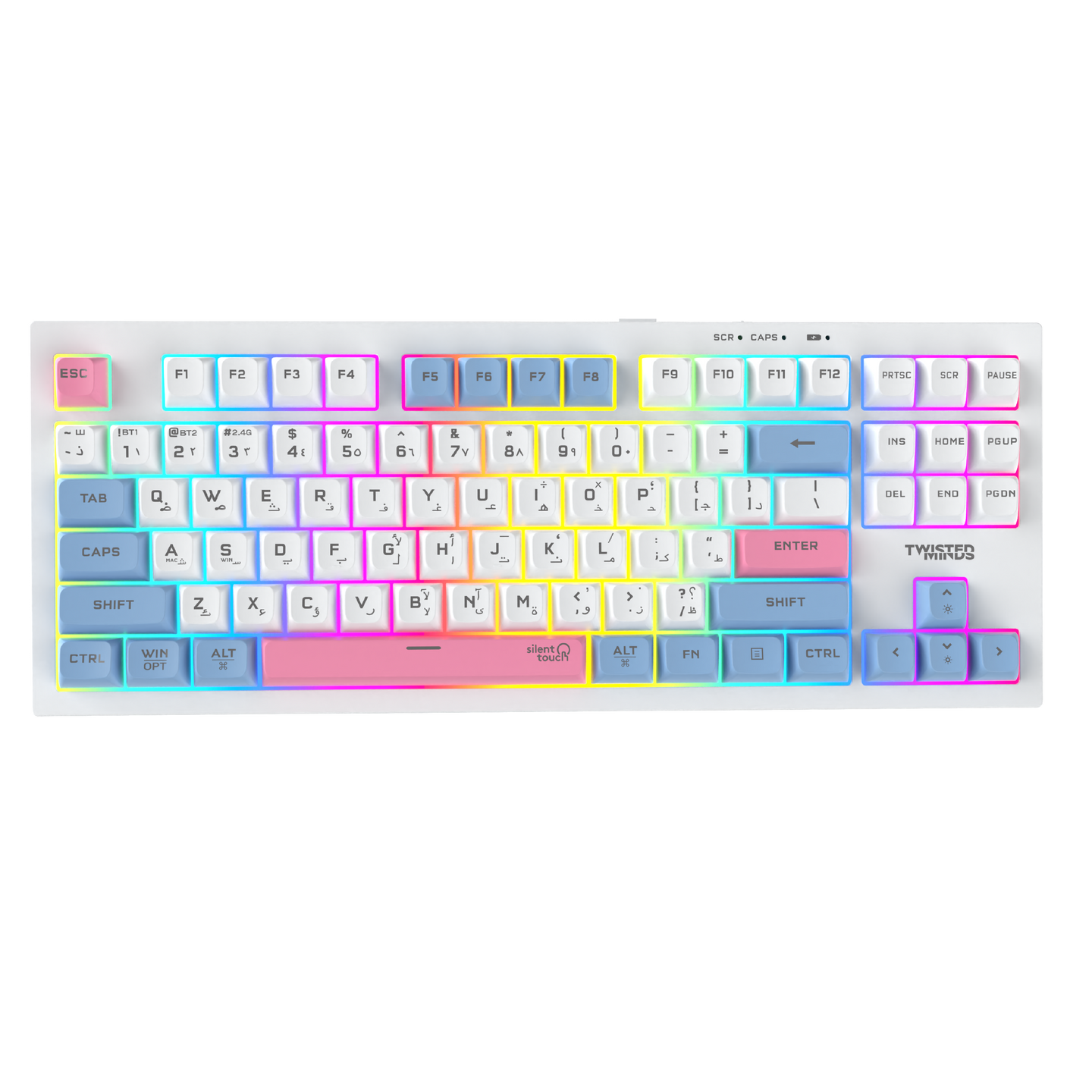 Twisted Minds TM-MK75-WL Spectrum Pro Series 75% Compact Size 87 keys Wireless Membrane Keyboard - (English / Arabic) Layout