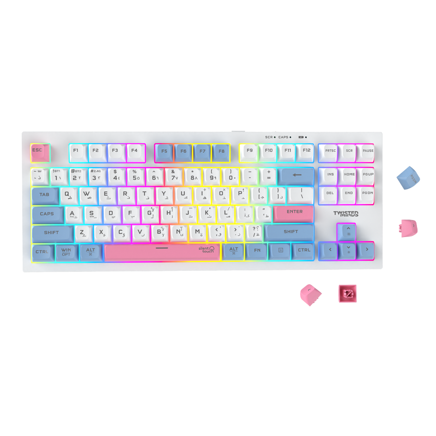 Twisted Minds TM-MK75-WL Spectrum Pro Series 75% Compact Size 87 keys Wireless Membrane Keyboard - (English / Arabic) Layout