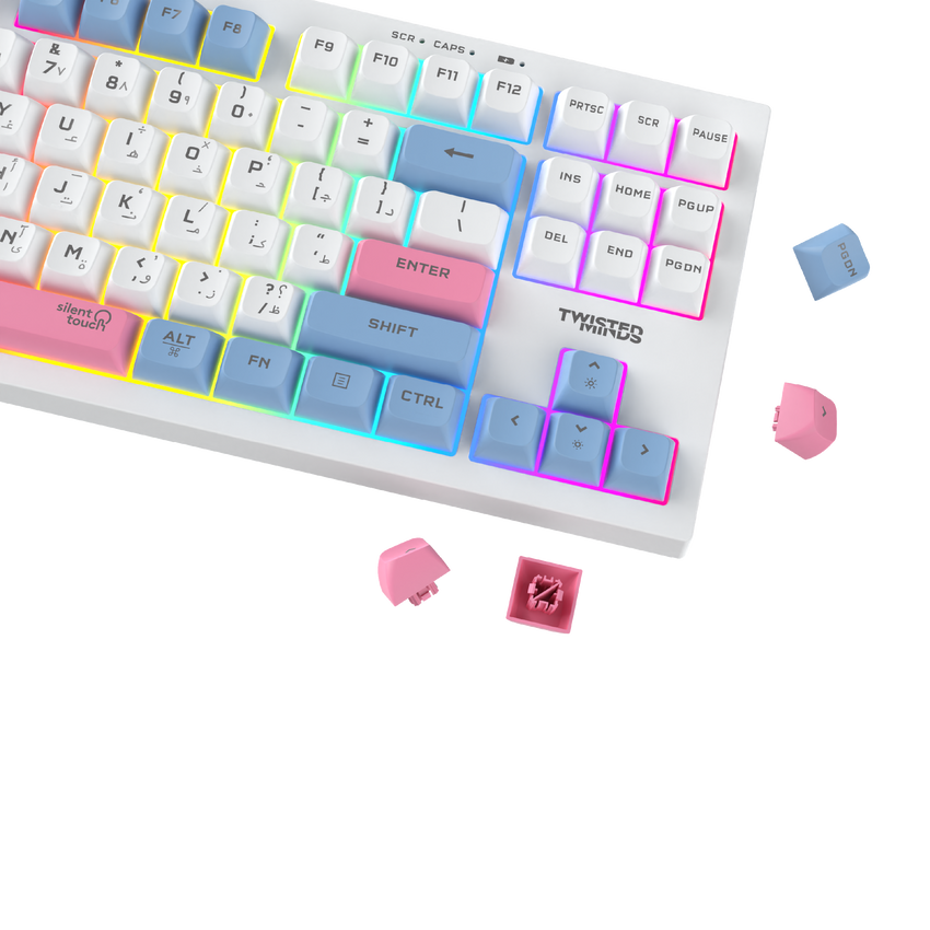 Twisted Minds TM-MK75-WL Spectrum Pro Series 75% Compact Size 87 keys Wireless Membrane Keyboard - (English / Arabic) Layout