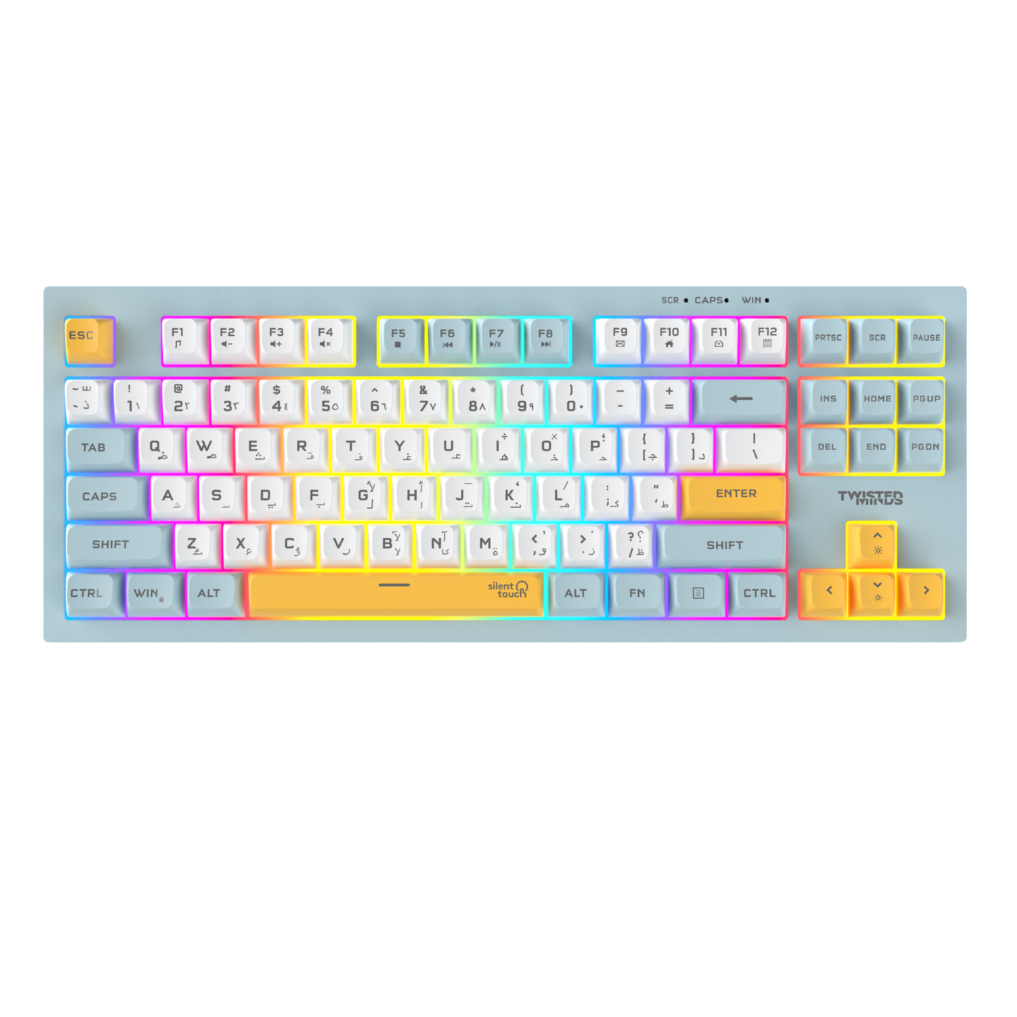 Twisted Minds TM-MK75-W Spectrum Series Wired Keyboard 80% Compact Gasket structure membrane - (English / Arabic) Layout