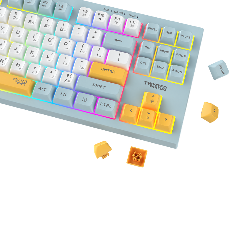 Twisted Minds TM-MK75-W Spectrum Series Wired Keyboard 80% Compact Gasket structure membrane - (English / Arabic) Layout