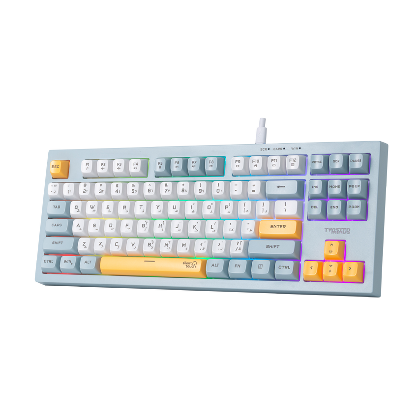 Twisted Minds TM-MK75-W Spectrum Series Wired Keyboard 80% Compact Gasket structure membrane - (English / Arabic) Layout