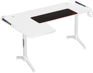 Twisted Minds WARRIOR L Shaped Gaming Desk RGB Left White - TM-Y-LW-RGB