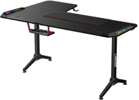 Twisted Minds WARRIOR L Shaped Gaming Desk RGB Right Black - TM-Y-RB-RGB