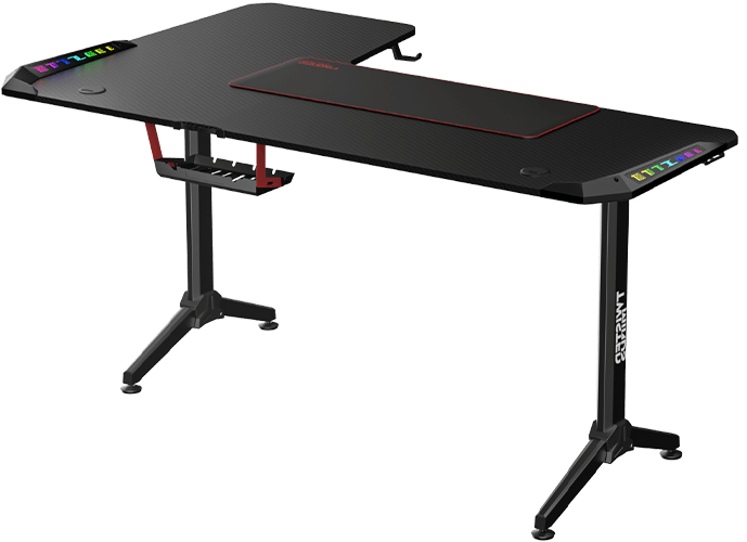 Twisted Minds WARRIOR L Shaped Gaming Desk RGB Right Black - TM-Y-RB-RGB
