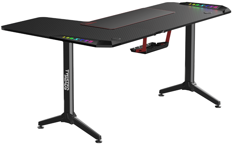 Twisted Minds WARRIOR L Shaped Gaming Desk RGB Right Black - TM-Y-RB-RGB
