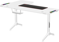 Twisted Minds WARRIOR L Shaped Gaming Desk RGB Right White - TM-Y-RW-RGB
