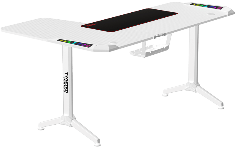Twisted Minds WARRIOR L Shaped Gaming Desk RGB Right White - TM-Y-RW-RGB