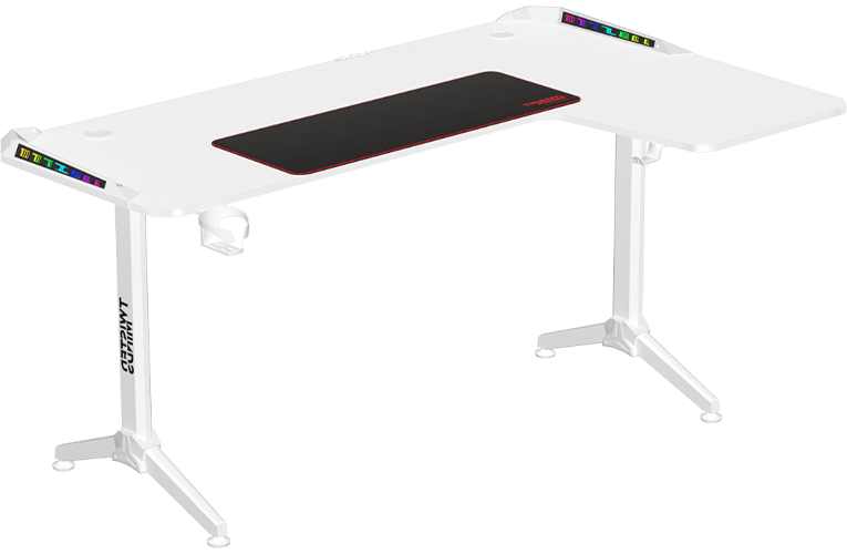 Twisted Minds WARRIOR L Shaped Gaming Desk RGB Right White - TM-Y-RW-RGB