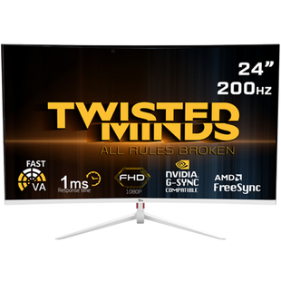 Twisted Minds 23.8. FHD 200HZ, curved, VA, 1MS, HDMI 2.0 Gaming Monitor - White