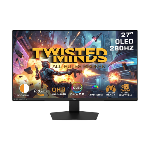 Twisted Minds 27" Prestige X Series OLED QHD 280HZ, IPS, 0.3 MS, HDMI 2.1 Gaming Monitor - TM27QDOLD280